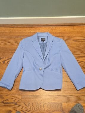 Vintags Limited Fitted Light Blue Single-Button Blazer Jacket 3/4 Sleeves
